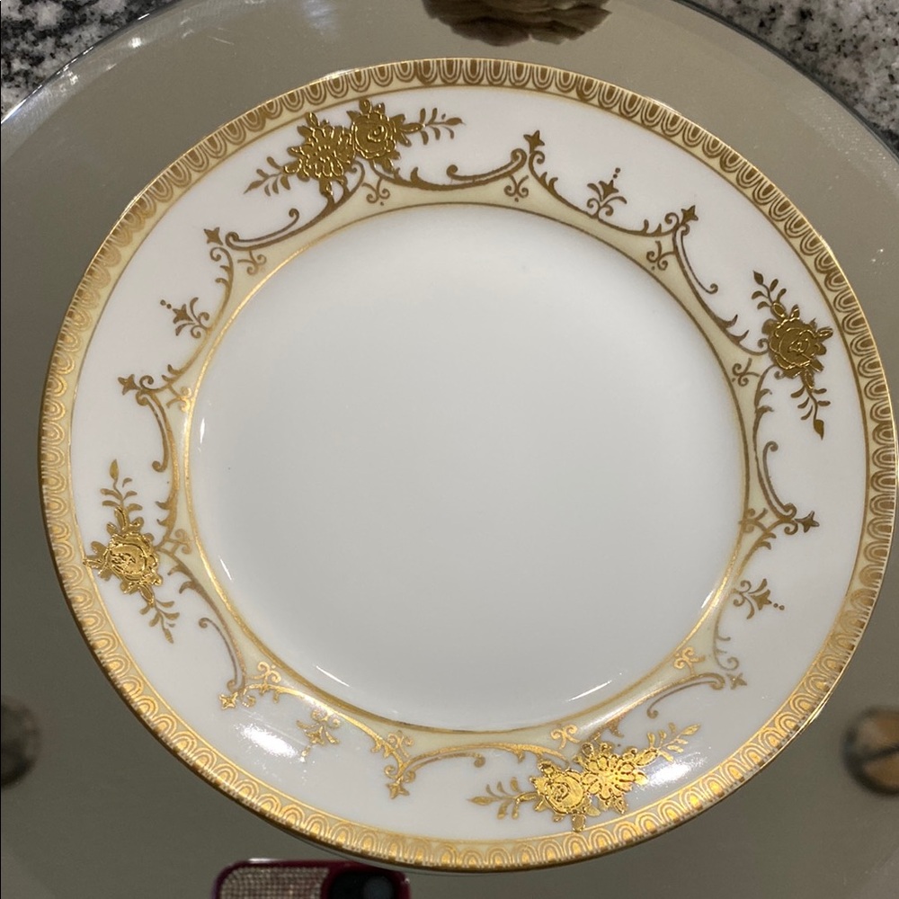 Antique Nippon Imoto Shoten Hand Painted Gold Raised Swag 6 5/8” Plate!